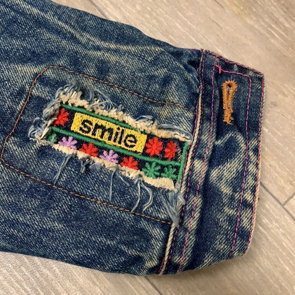 Womens Vintage SMILE‎ Western Indian Denim Jean Jacket - Picture 7 of 12